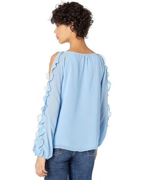 Блуза 1.STATE Cold Shoulder Ruffle Sleeve Blouse, цвет Oasis Blue