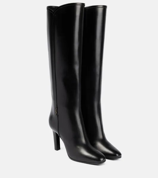 Высокие кожаные сапоги Jane 90 Saint Laurent, черный