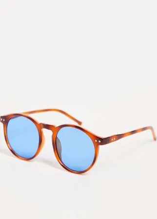 Солнцезащитные очки унисекс в круглой оправе рыжего цвета с черепаховым дизайном AJ Morgan Pause-Оранжевый цвет
