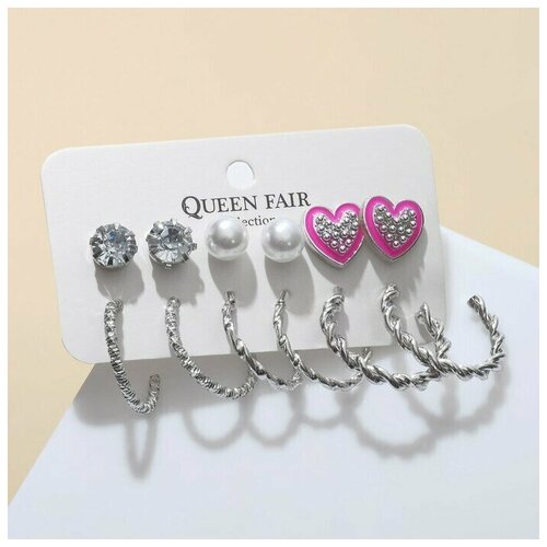 Серьги конго Queen Fair, пластик, эмаль, розовый