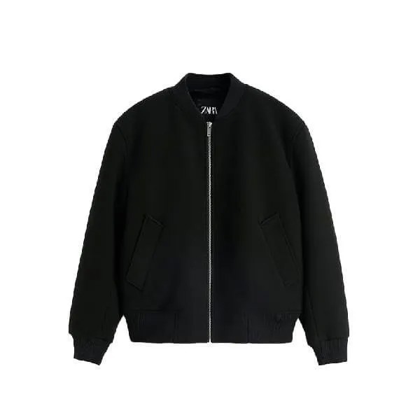 Куртка-бомбер Zara Contrast, черный