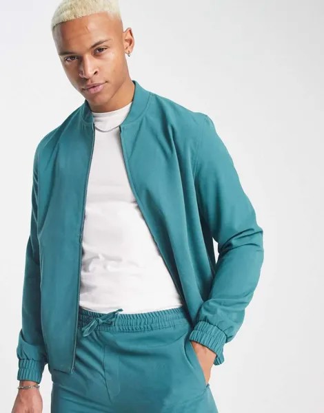 Ярко-зеленый элегантный бомбер ASOS DESIGN