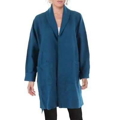 Eileen Fisher Womens Blue Wool Pen Front Kimono Jacket Coat Petites PS BHFO 6606