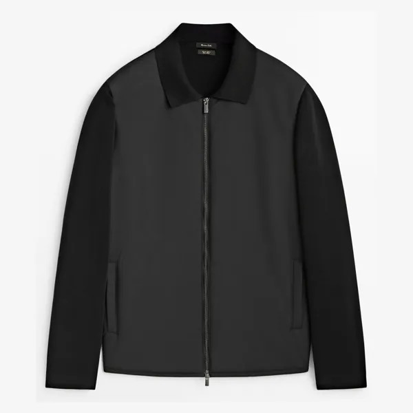 Кардиган Massimo Dutti Knit With Contrast Quilted Fabric, черный