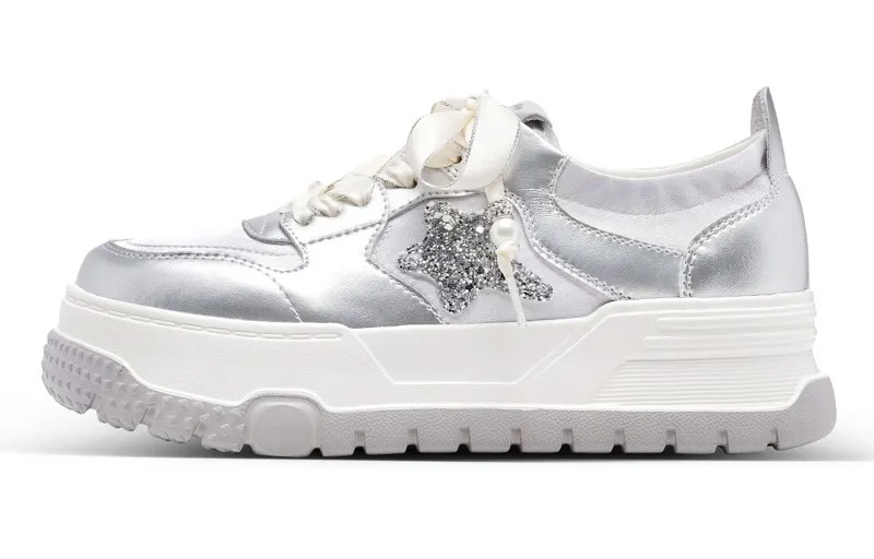 Кроссовки C°BANNER Skateboarding Shoes Women's Low-top Silver, серебряный