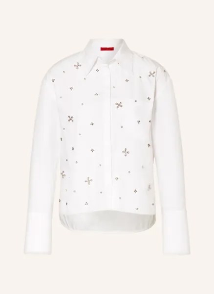 Блузка-рубашка sorriso с пайетками и драгоценными камнями Max & Co., белый