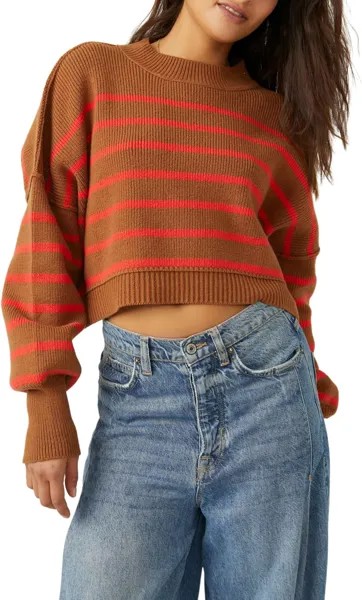 Свитер Free People Stripe Easy Street Crop Pullover, цвет Sahara Combo