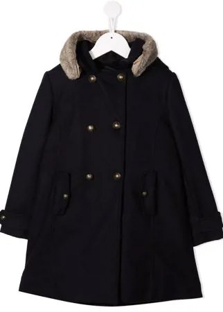 Lapin House двубортное пальто с капюшоном