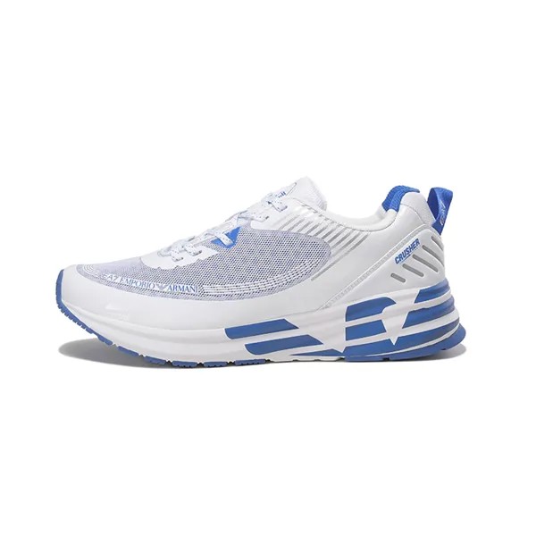 Кроссовки EMPORIO ARMANI EA7 Lifestyle Shoes Unisex Low-top Blue/white, белый/синий