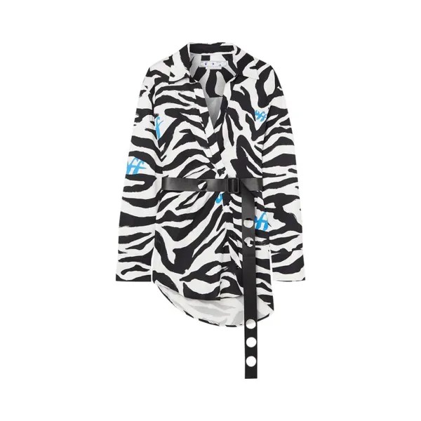 Платье Off-White Zebra Belted Shirt Dress, белый