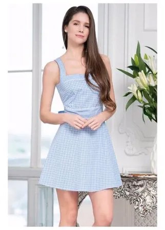 Mia-Amore Короткий сарафан Tracy с бантиком , голубой с белым, L