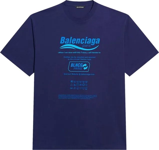 Футболка Balenciaga Boxy T-Shirt 'Blue', синий