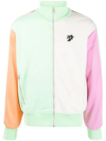 Palm Angels спортивная куртка в стиле колор-блок с логотипом, зеленый