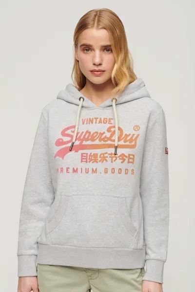 Худи с винтажным логотипом Superdry, серый