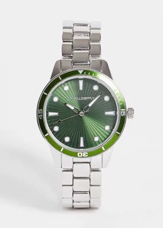 Серебристые часы-браслет с зеленым циферблатом ASOS DESIGN-Серебристый