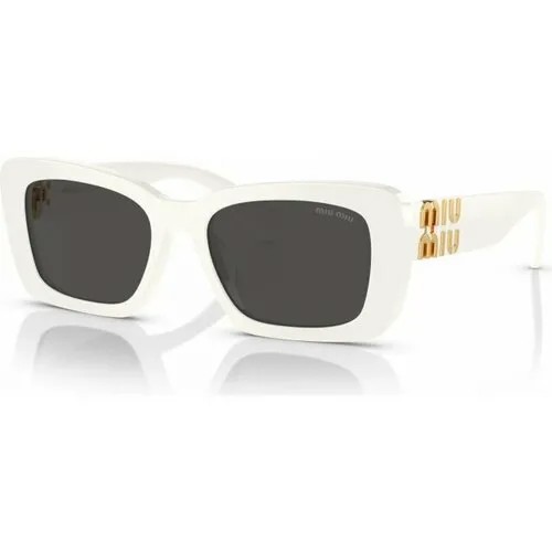 Солнцезащитные очки Miu Miu, прямоугольные, оправа: пластик, с защитой от УФ, для женщин, белый