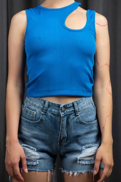Шорты женские джинс STOLNIK 2021-12 (XL, Синий)