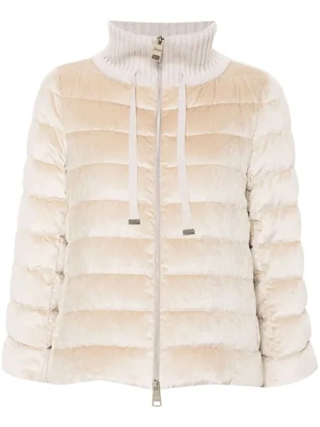 Herno бархатный пуховик Resort Cape, нейтральный цвет