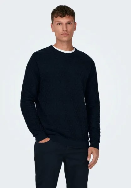 Свитер KALLE REG 12 STRUC CREW NOOS Only & Sons, темно-синий