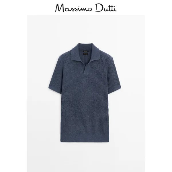 Рубашка-поло мужская Massimo Dutti дышащая, синий