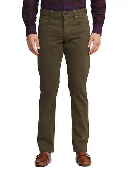 Атласные брюки узкого кроя Ralph Lauren Purple Label, цвет loden