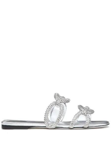 Valentino Garavani сандалии Chain 1967 с кристаллами, серебристый