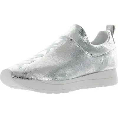 DKNY Womens Jadyn Silver Shiny Slip-On Sneakers Shoes 9 Medium (B,M) BHFO 3794