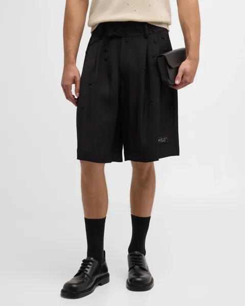 Мужские шорты с цветочным принтом из бисера Amiri, цвет Black