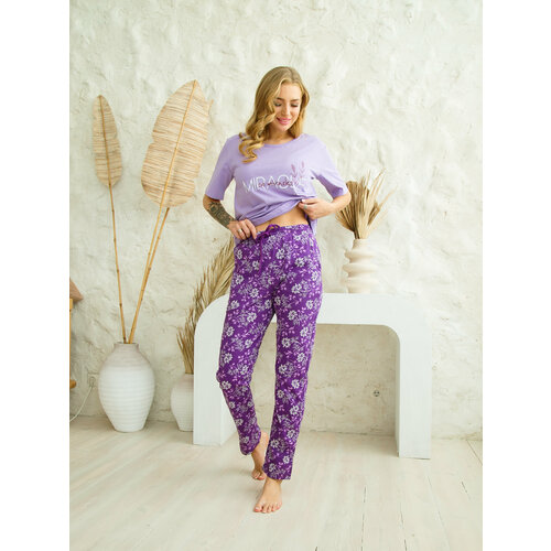 Брюки Ohana market, размер 46, фиолетовый