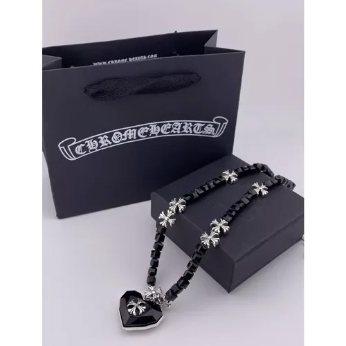 Колье Цепочка с подвеской в стиле Chrome Hearts, длина 36 см, черный, серебряный