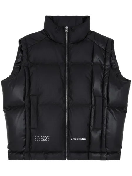 MM6 Maison Margiela дутый жилет с логотипом из коллаборации с Chen Peng, черный