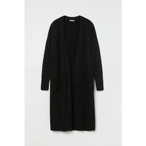 Кардиган H&M, длинный рукав, свободный силуэт, удлиненный, карманы, размер XXL, черный