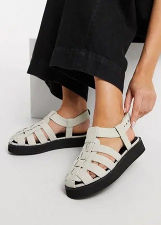 Кремовые кожаные туфли премиум-класса в рыбацком стиле на плоской подошве ASOS DESIGN Mali-Белый