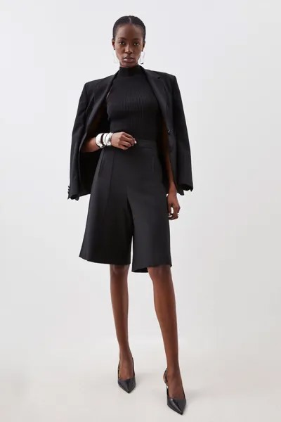 Компактные прогулочные шорты эластичной строчки Karen Millen, черный