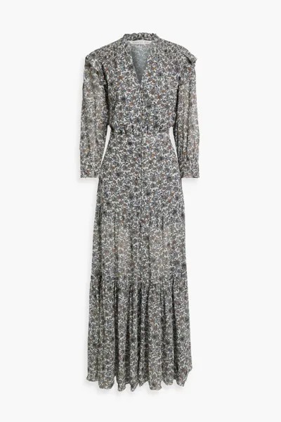 Платье макси Nitza из шелкового шифона с цветочным принтом Veronica Beard, экрю