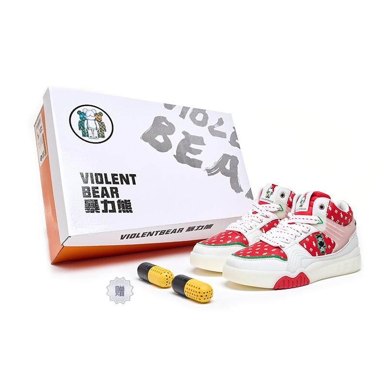 Кроссовки Violent bears Skateboarding Shoes Unisex High-top, белый/красный