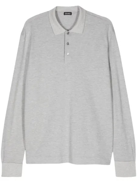 Zegna рубашка-поло тонкой вязки, серый