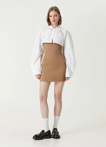Укороченное платье-рубашка Alexander Wang, бежевый