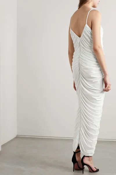 NORMA KAMALI платье макси Diana из эластичного джерси со сборками, белый