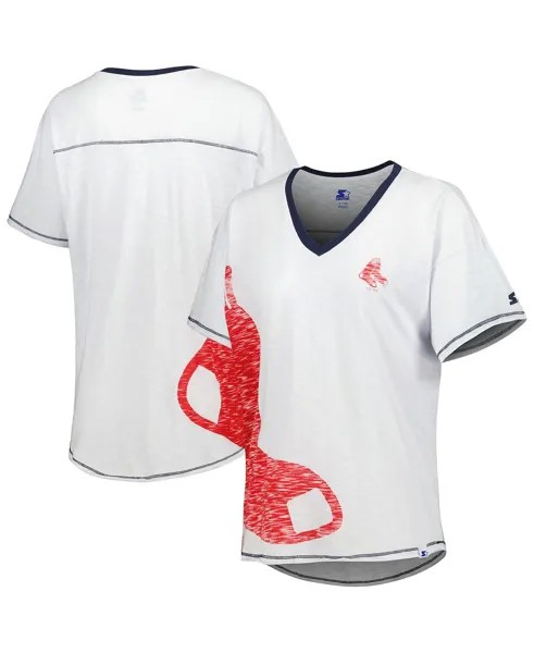 Белая женская футболка Boston Red Sox Perfect Game с v-образным вырезом Starter, белый