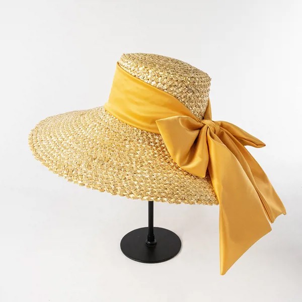 Женская соломенная шляпа с большими полями, Пляжная соломенная шляпа в европейском и американском стиле с лепестками и бабочками, лето 2022