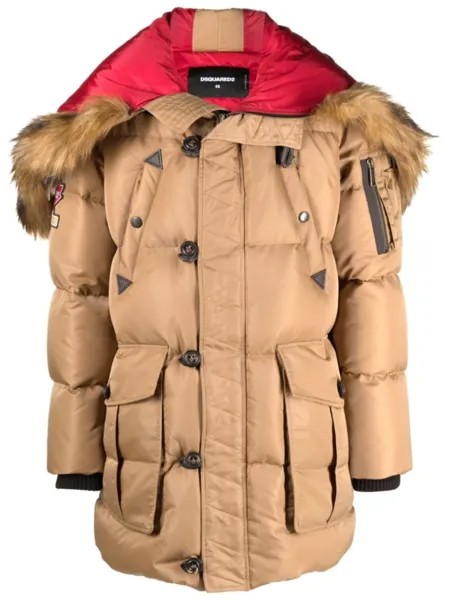 Dsquared2 пуховик с нашивкой-логотипом, нейтральный цвет