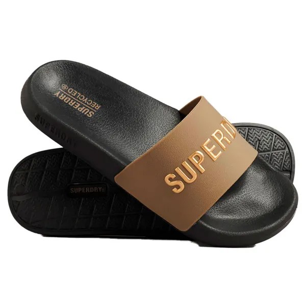 Шлепанцы Superdry Code Logo Vegan Pool, коричневый