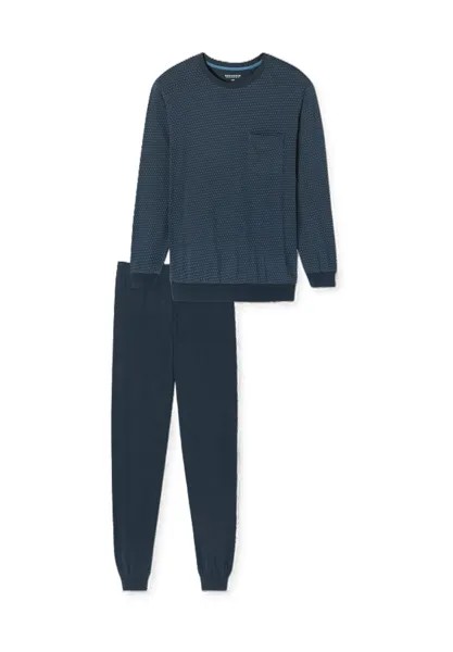 Мужская пижама Comfort Essentials с накладным нагрудным карманом и ребристыми манжетами SCHIESSER, цвет Nachtblau