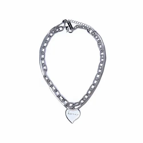 Колье Moon Paris, Valentine, 2 цепи, плоская цепь и цепь с сердцем, MVL-21.11-003 белый