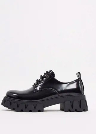 Туфли из искусственной кожи на массивной подошве со шнуровкой Koi Footwear-Черный