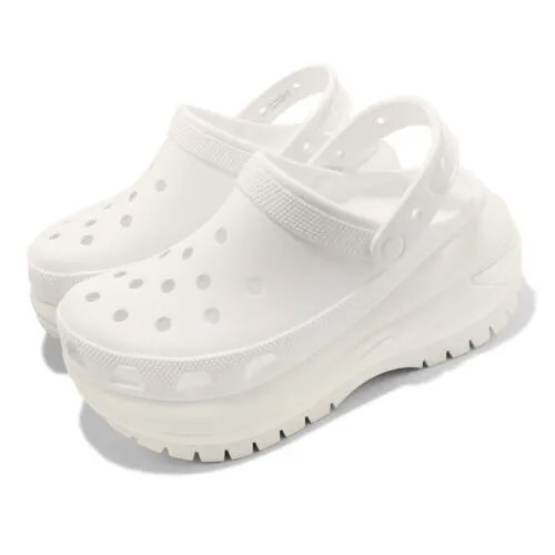 Crocs Classic Mega Crush Clog Белые мужские сандалии унисекс на платформе SlipOn 207988-100