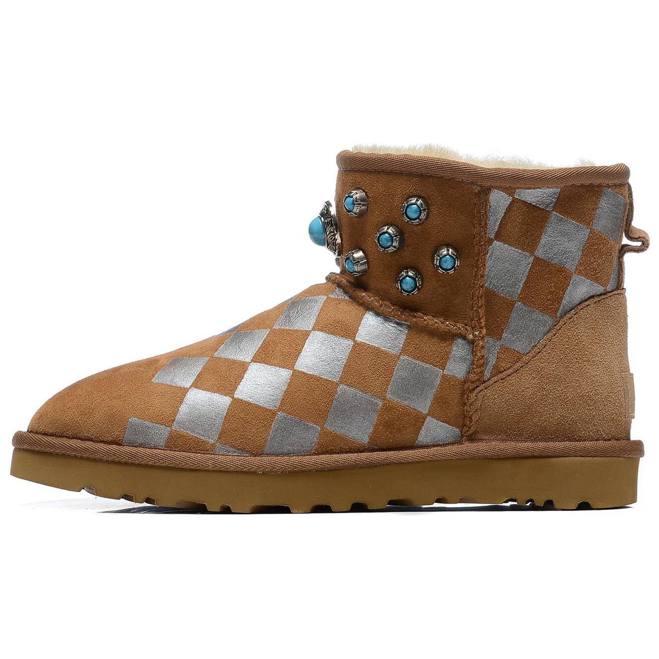 Зимние ботинки женские каштановые Ugg