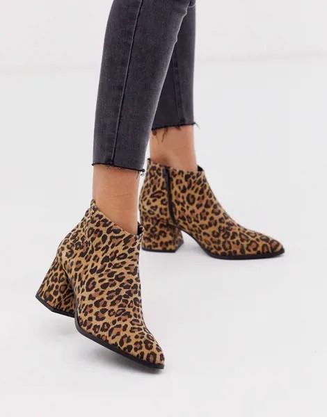Кожаные ботинки с леопардовым принтом Vero Moda-Мульти