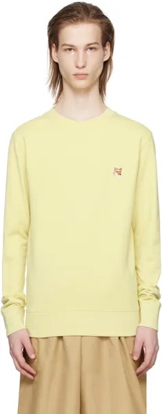 Желтый свитшот с головой лисы Maison Kitsune, цвет Chalk yellow